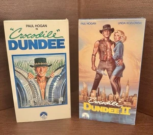 Vintage 1987 1990 Paramount Home Video CROCODILE DUNDEE I & II VHS Tapes WORKS - Picture 1 of 11