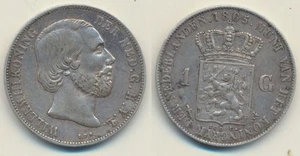 Netherlands: 1865 Willem III Silver 1 Gulden KM-93 gVF - Bild 1 von 1