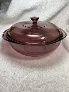 Vintage Pyrex Originals Amethyst Lila 2 Quart Runde Glas Kasserolle - Bild 1 von 3