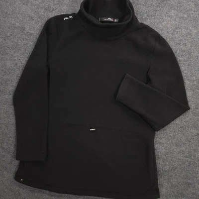 RLX Ralph Lauren Microfleece Pullover Womens M Black Cinch Waist Funnel Neck - Image 1 of 4