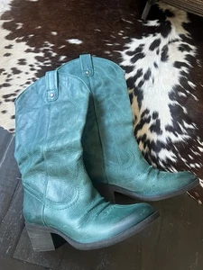 GB Gianni Bini türkisblau Leder Western hohe Cowboystiefel Damen 6,5 - Bild 1 von 9