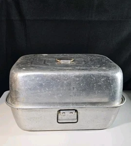Vintage Mirro Covered Aluminum Large Roaster M-5364 & Rack Turkey Ham Holiday - Picture 1 of 12