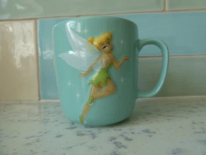 Vintage Disney Store Coffee / Tea Mug with 3D Raised Tinkerbell with Colour Band - Picture 1 of 7