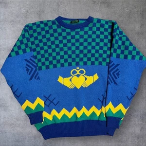 Emerald Isle Mens Sweater Size L All Over Print  Made in Ireland - Picture 1 of 4