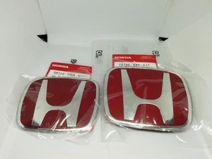 HONDA GENUINECIVIC FK7 FK8 TYPE R EMBLEM RED BADGE FRONT & REAR* From JAPAN - Picture 1 of 2