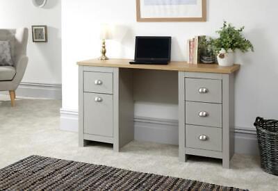 Computer Desk Grey Living Room Study Office Furniture 5 Drawer Wooden Painted • 161.99£