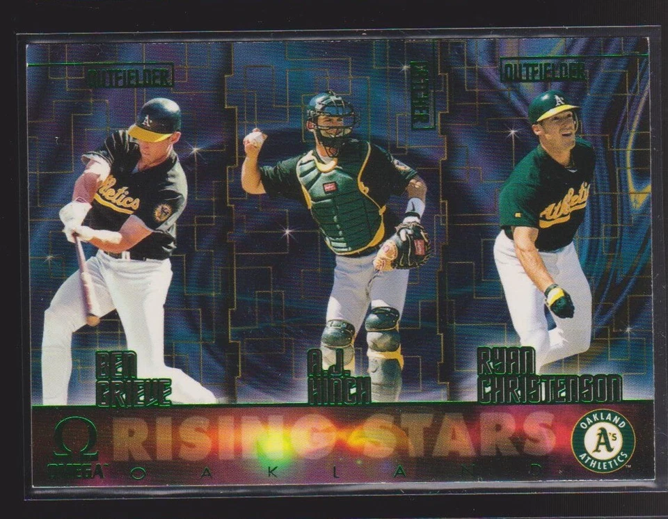 1998 PACIFIC OMEGA RISING STARS TIER EMERALD #28 BEN GRIEVE/AJ HINCH A'S RC #/50 - Image 1 of 2