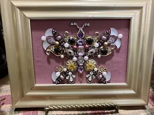 Vintage and Contemporary jewelry art framed Butterfly Handmade OOAK