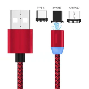 3A Fast Charging Cable, 360 Degrees Rotation, LED, 3 in 1 Magnetic USB Charging - Picture 1 of 56