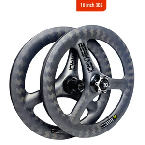 Folding Bike 16inch 3 Spokes 305 11 Speed Carbon Wheelset Rim Disc Brake Hub - Picture 1 of 20