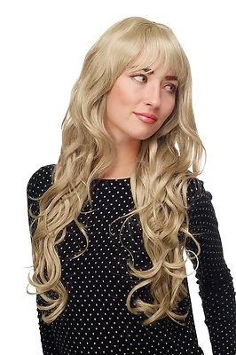 WIG ME UP Perücke Damen Frauen Aschblond Locken Wellig Lang Seitenscheitel 70 cm 9204S-22