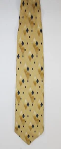 Puritan SILK Tie Gold & beige geometric 58 x 3.75 Necktie Vintage 100% Silk - Picture 1 of 2