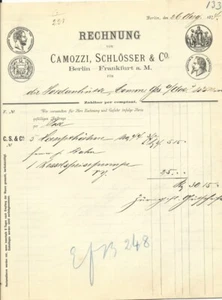 ARMATUREN Camozzi, Schlosser & Co., Berlin: Rechnung für Jordanhütte von 1874 - Picture 1 of 1