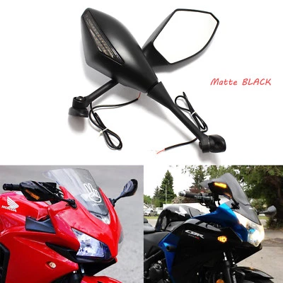 Espejos retrovisores LED intermitentes para motocicleta Honda CBR600RR 2000-2017 / Suzuki GSXR600 Foto 1 de 4