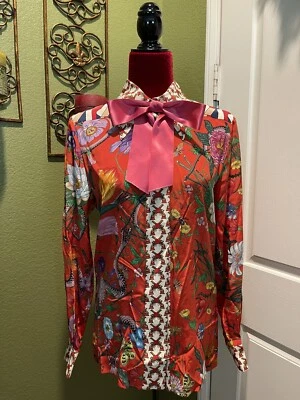 100% 正品 GUCCI 真丝花卉印花衬衫尺寸:40 — 第 1/4 张图片