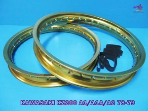KAWASAKI KZ200 A1 A1A A2 1978-1979 FRONT & REAR GOLD ALU WHEEL RIM SET (ma6757) - Picture 1 of 5