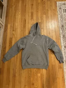 Vintage 1980s Russell RARE Double Face Layer Tri-Blend Gray Hoodie Men's Size L - Picture 1 of 23
