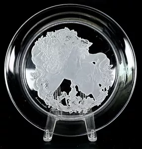 Luciana Roselli for Lalique Mother With Child Crystal Plate 12.5in Signed - Picture 1 of 9