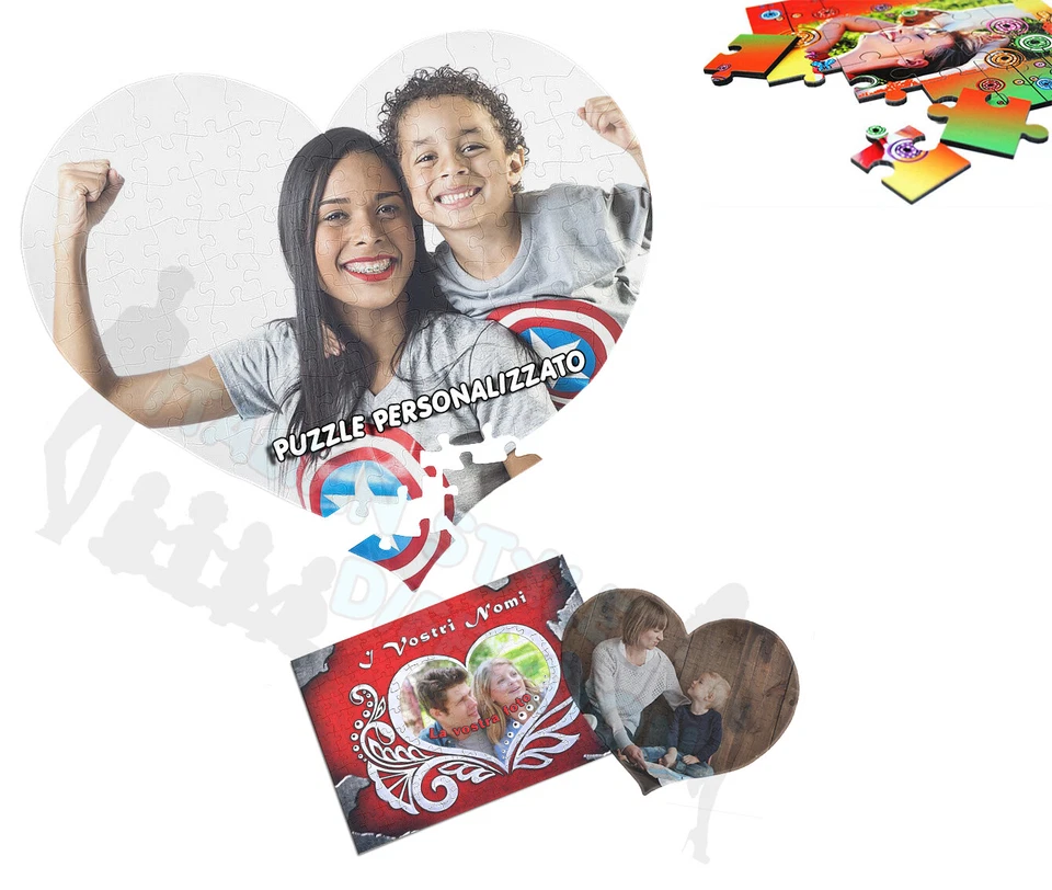 PUZZLE A CUORE PERSONALIZZATO STAMPA PERSONALIZZATA A3 297 X 420 MM FOTO LUCIDO - Immagine 1 di 1