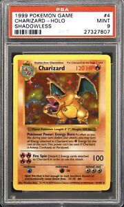 1999 Base Set 4 Charizard Shadowless Holo Rare Pokemon TCG Card PSA 9