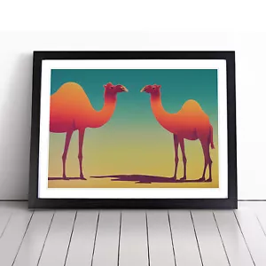Two Camels Wall Art Print Framed Canvas Picture Poster Home Decor Living Room - Picture 1 of 7