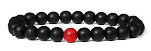 1Pcs Natural 8mm Matte Onyx Gemstone Red Turquoise Beaded Bracelet for Men Women - Picture 1 of 12