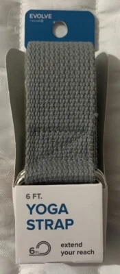Correa de yoga Evolve gris 6 pies lavable a máquina 100 % poliéster anillo en D duradero nuevo Foto 1 de 4