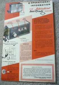 Vintage 1955 INTERNATIONAL ELECTRIC FENCE-O-MATIC Instruction Installation Sheet - Picture 1 of 3