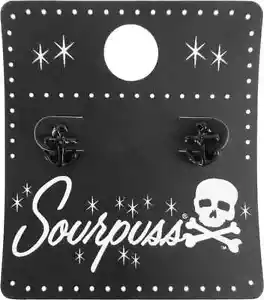 60131 schwarze Anker Ohrstecker Sourpuss Pfosten Maritim Matrose Pinup Rockabilly - Bild 1 von 1
