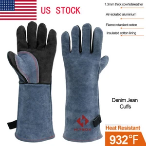 16" TIG Welding Gloves Cowhide Leather for Barbecue Fireplace MIG Welder Gloves - Picture 1 of 12