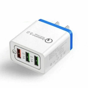3 Port Rapide Charge QC3.0 USB Hub Mural Alimentation Adaptateur US Eu Plug Neuf - Photo 1 sur 24