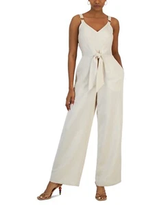 I.n.c. International Concepts Women's Linen Front-Tie Jumpsuit twine SZ 6 Defect - Picture 1 of 5