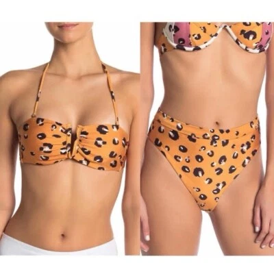 Bikini bandeau cintura alta estampado guepardo rojo Carter Foto 1 de 4