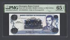 Nicaragua 100000 Cordobas on 1000 Cordobas ND(1989) P159 Uncirculated Graded 65