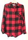Hippie Rose Red Black Buffalo Check Flannel Shirt Long Sleeve Loose Fit Size S
