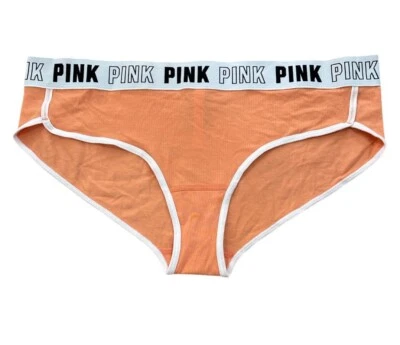 Panty Victoria’s Secret Rosa Logo Banda Hipster Melocotón/Naranja Talla XLarge Foto 1 de 2