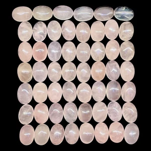54 Pcs Natural Rose Quartz 13-14mm Oval Cabochon Loose Untreated Gemstones Lot - Picture 1 of 8