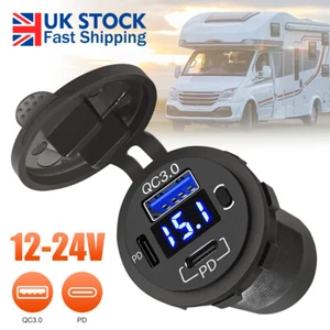 Dual USB PD Type-C QC 3.0 Fast Car Charger Power Outlet Socket Adapter ※12V/24V - Picture 1 of 5