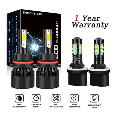 For Ford Taurus 2000-2007 6000K LED Headlight Hi/Lo Beam + Fog Light Bulbs Combo - Image 1 of 4