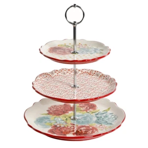 Elegant Food-Serving Stand With 3-Tier Scalloped Edges Serving Tray Dinnerware - Picture 1 of 12