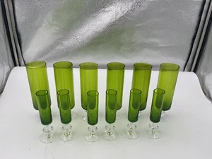 12 Luminarc Cavalier Green Cordial Wine Glasses - Picture 1 of 2
