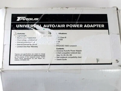 Targus PA358U Universal Auto/Air Power Adapter Dell Latitude Inspiron Laptop  - Image 1 of 2