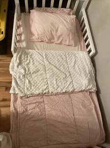 Beddys Toddler Bedding Pink Zipper Up Sleep Sack Attached Warm Cozy, Pillow Case - Picture 1 of 10
