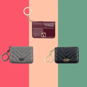 Victoria's Secret Grey,Black Foldable Card Keychain Travel ID Card Small Wallet - Picture 1 of 13