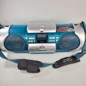 RARE JVC RV-B55LTD CD Portable Boombox & Should Strap Transparent Blue  - Picture 1 of 15