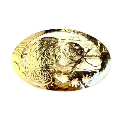 Broche prendedor vintage Wild Bryde firmado tono dorado castor trabajo abierto diseño Foto 1 de 4