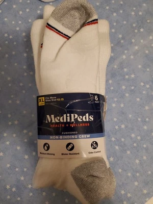 5 pares de calcetines MediPeds sin ataduras XL para hombre 12-15 para mujer 13+ envío gratuito MS21 Foto 1 de 4