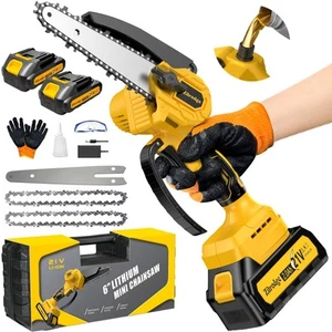 Brushless Mini Chainsaw Cordless, 6 Inch Portable Electric Chainsaw, Handheld... - Picture 1 of 6