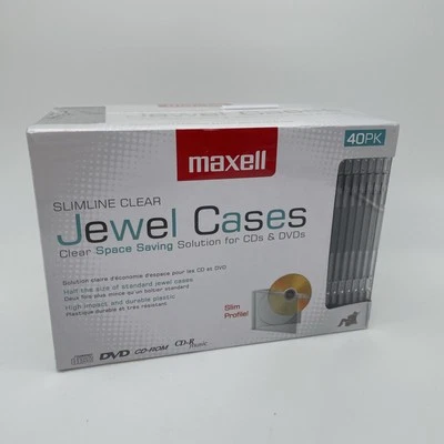 40 MAXELL SLIMLINE CLEAR CD CVD JEWEL CASES Space Saving NEW - Image 1 of 3
