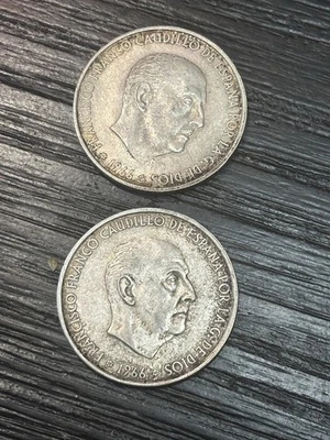 Lot 2 1966 Spain 100 Pesetas - Francisco Franco  World Silver Coin - Image 1 of 4